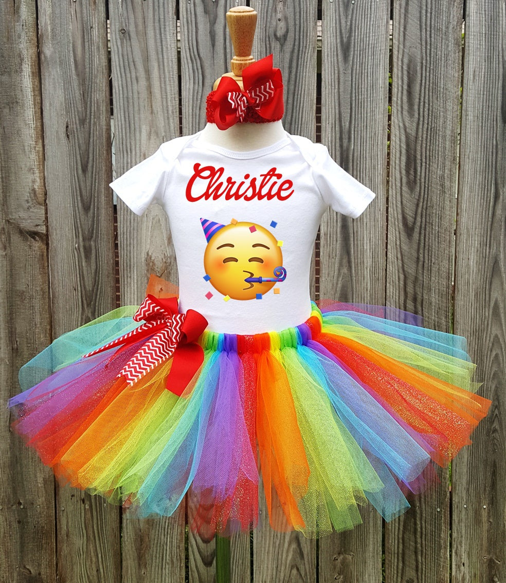 Cute Party Emoji Custom Name Personalized Tutu Outfit Set Dress