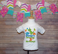 Cool Birthday Dinosaurs Custom Name Personalized Birthday White T-Shirt or Baby Onesie - All Sizes