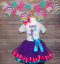 Cute Purple Dinosaur Custom Name Personalized Birthday Ribbon Sewn Tutu Outfit Set Dress