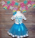 Cute Snowflakes Custom Name Personalized Birthday Ribbon Sewn Tutu Outfit Set Dress