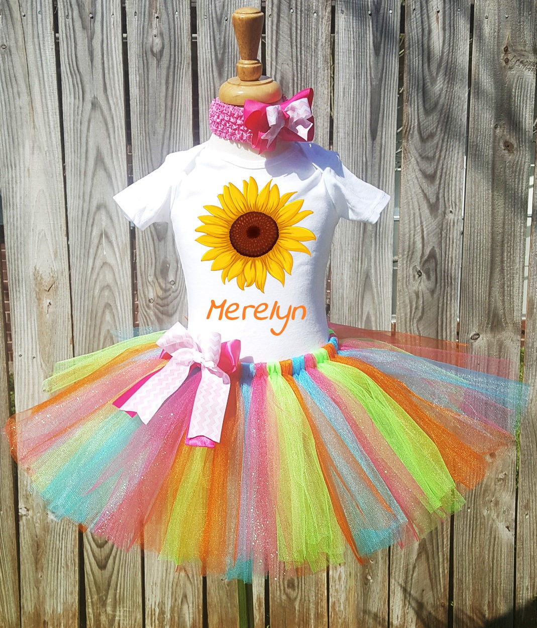Cute Little Sunflower Custom Name Personalized Tutu Outfit Set Dress