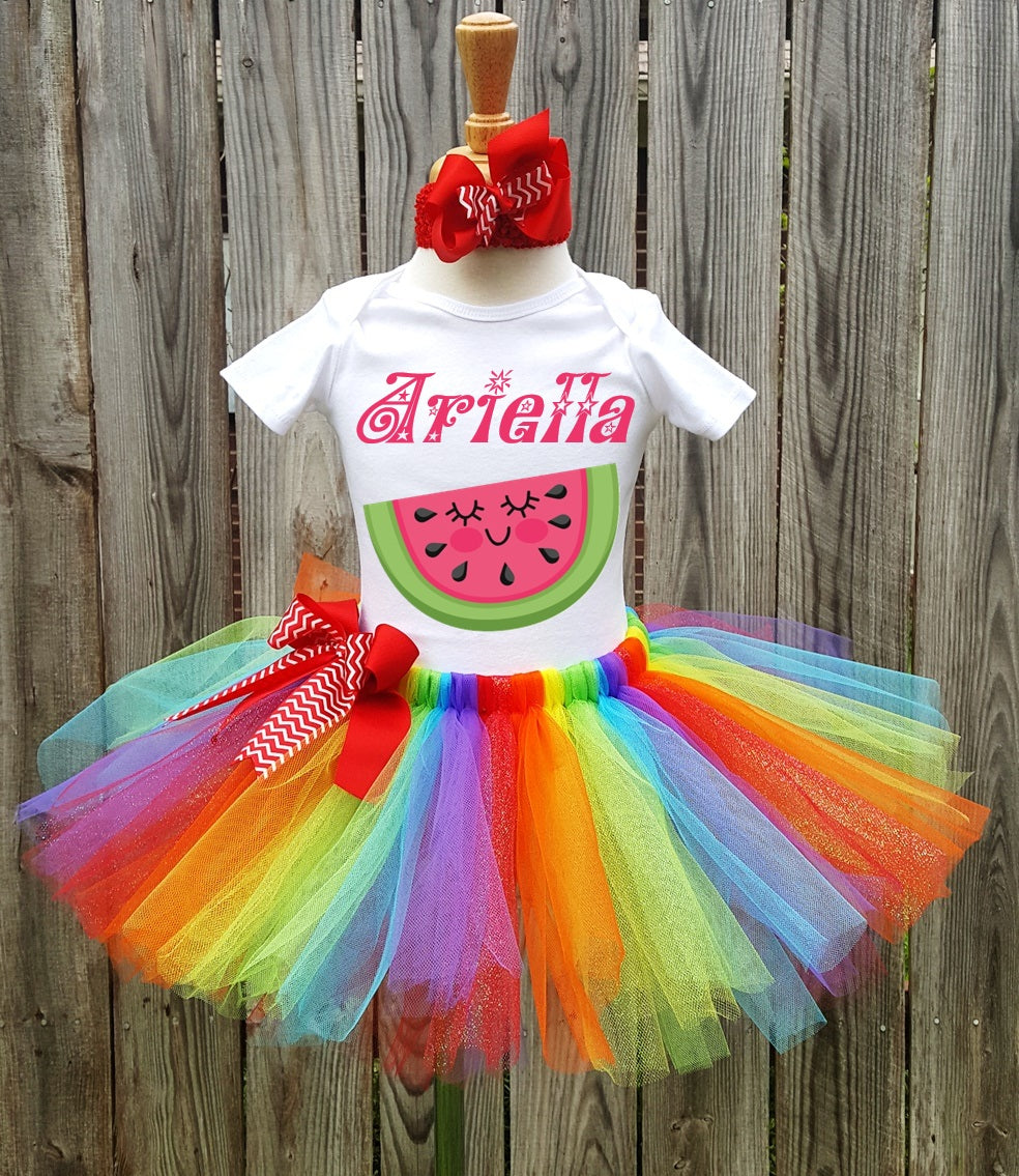 Cute Little Watermelon Custom Name Personalized Tutu Outfit Set Dress